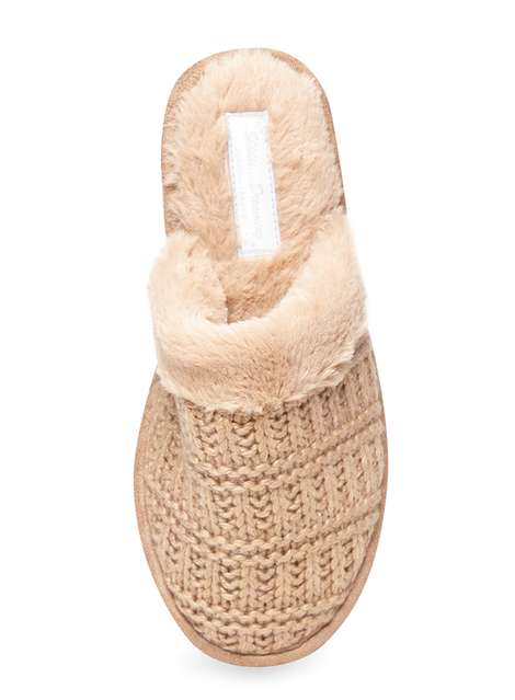 Natural Knitted Mule Slippers